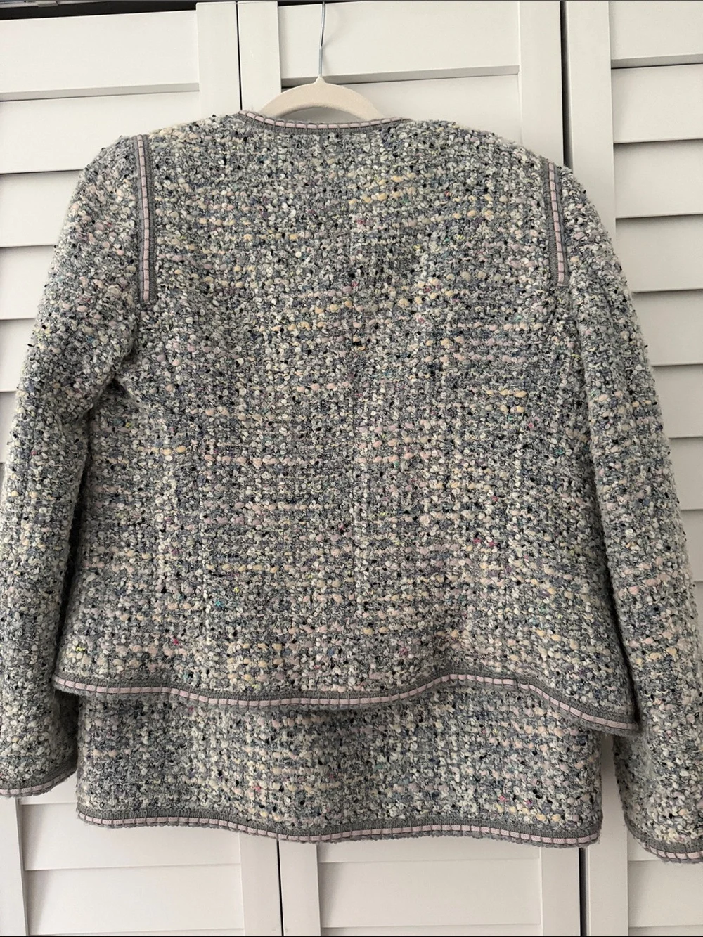 Luisa Spagnoli Bouclé Tweed Skirt Suit Wool Blend Embellished IT 44